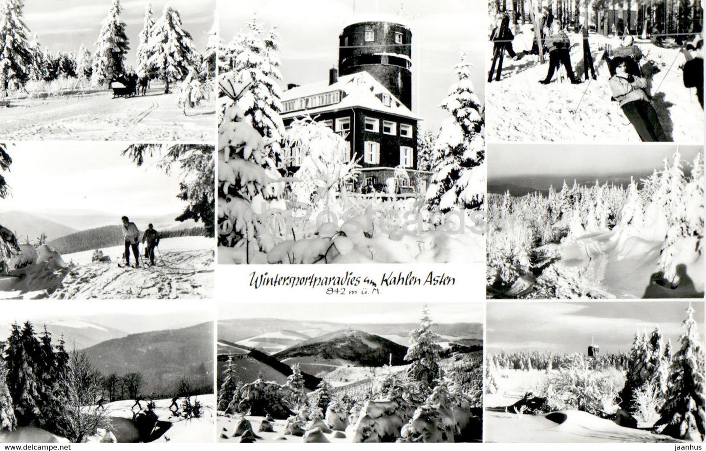 Wintersportparadies am Kahlen Asten 842 m - old postcard - 1950s - Germany - used - JH Postcards