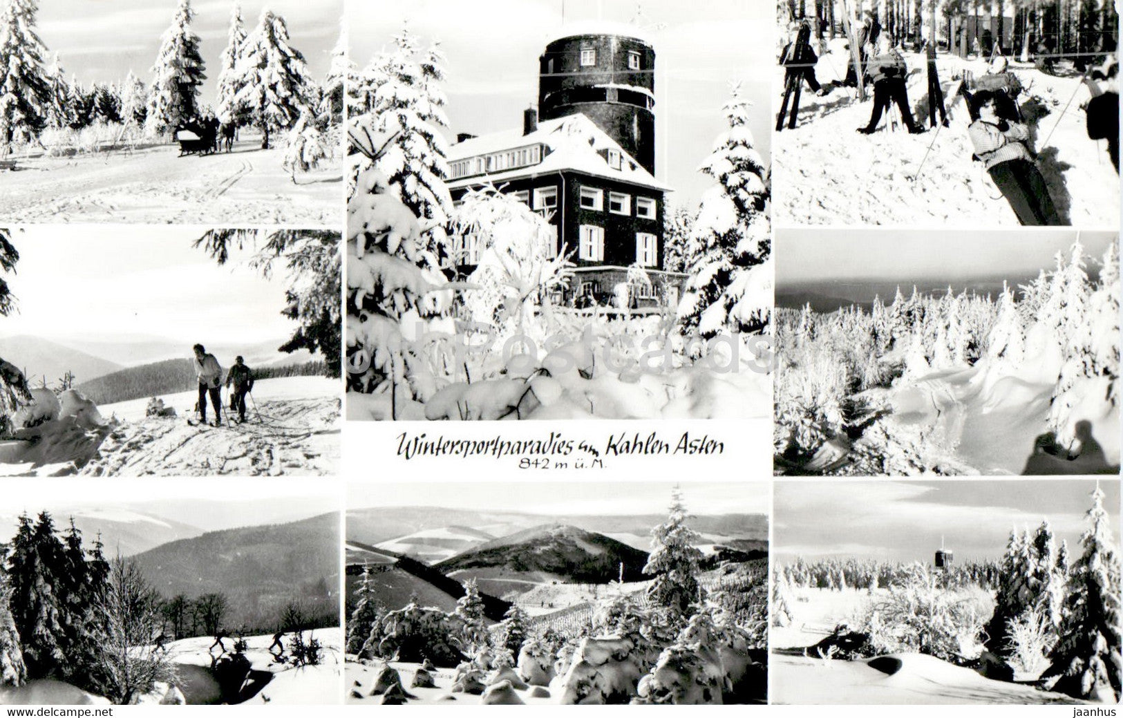Wintersportparadies am Kahlen Asten 842 m - old postcard - 1950s - Germany - used - JH Postcards