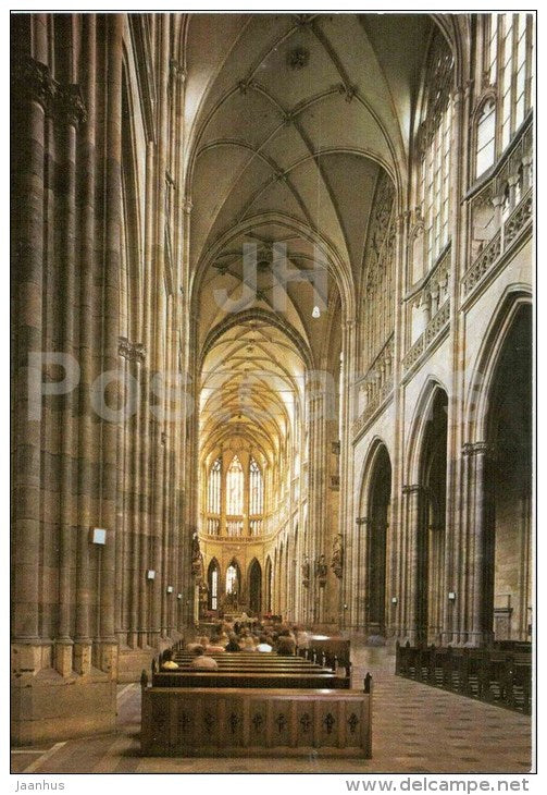 The main nave and chancel of the St. Vitus Cathedral at Prague Castle - Praha - Prague - Czechoslovakia - Czech - unused - JH Postcards