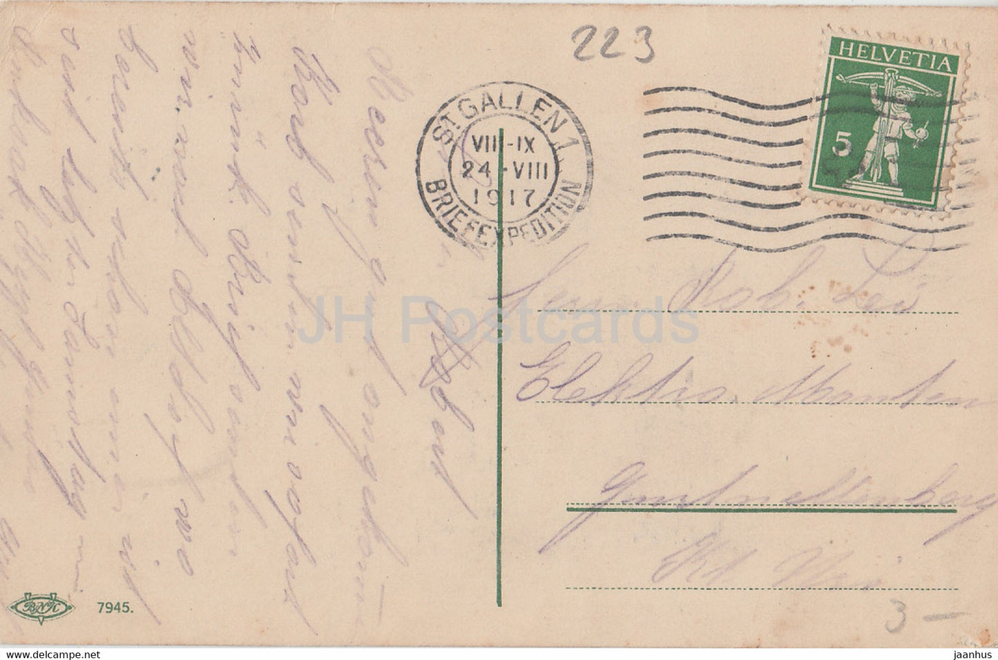 farm view - illustration - BNK 7945 - old postcard - 1917 - used