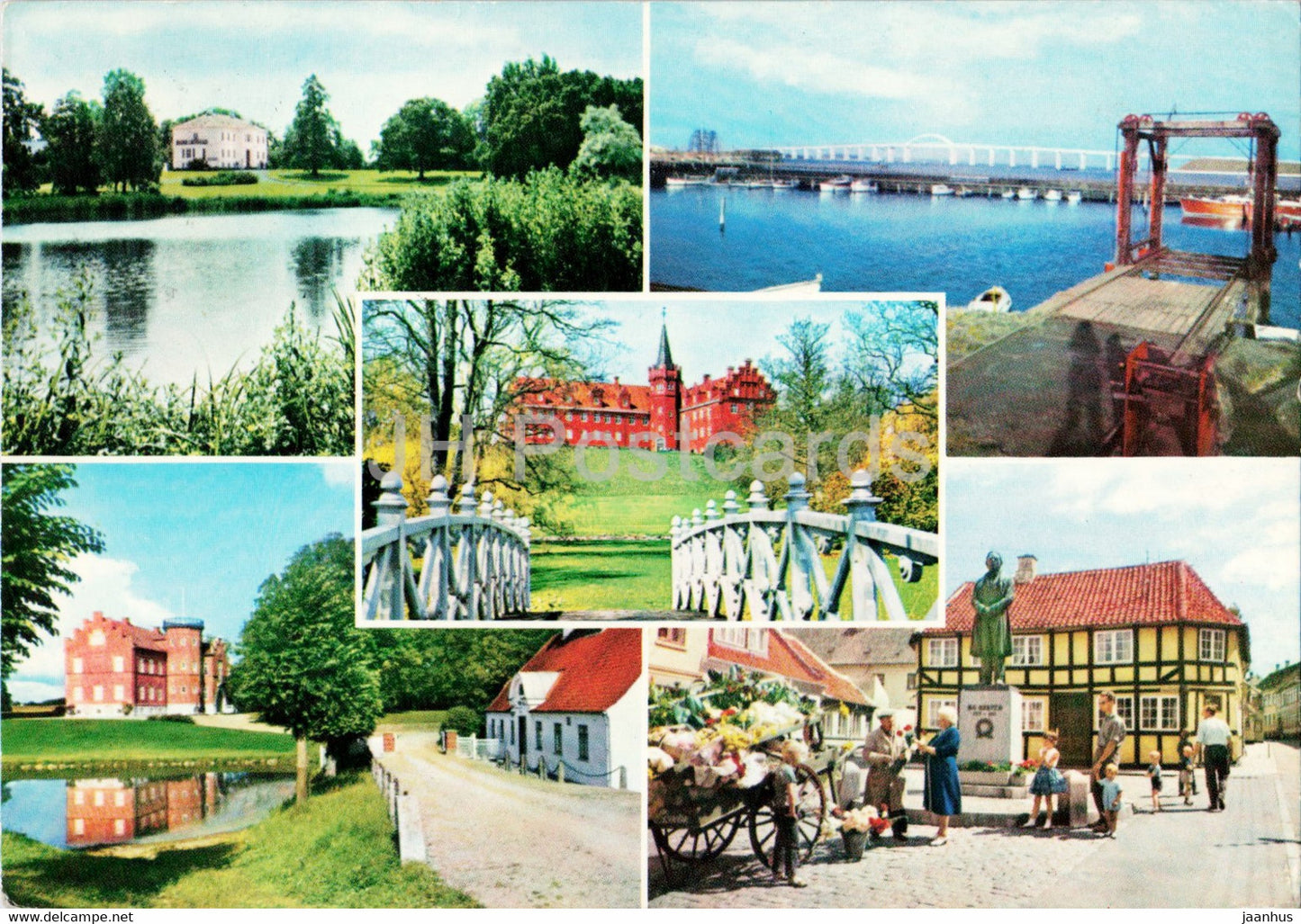 Langeland - views - multiview - 1967 - Denmark - used - JH Postcards