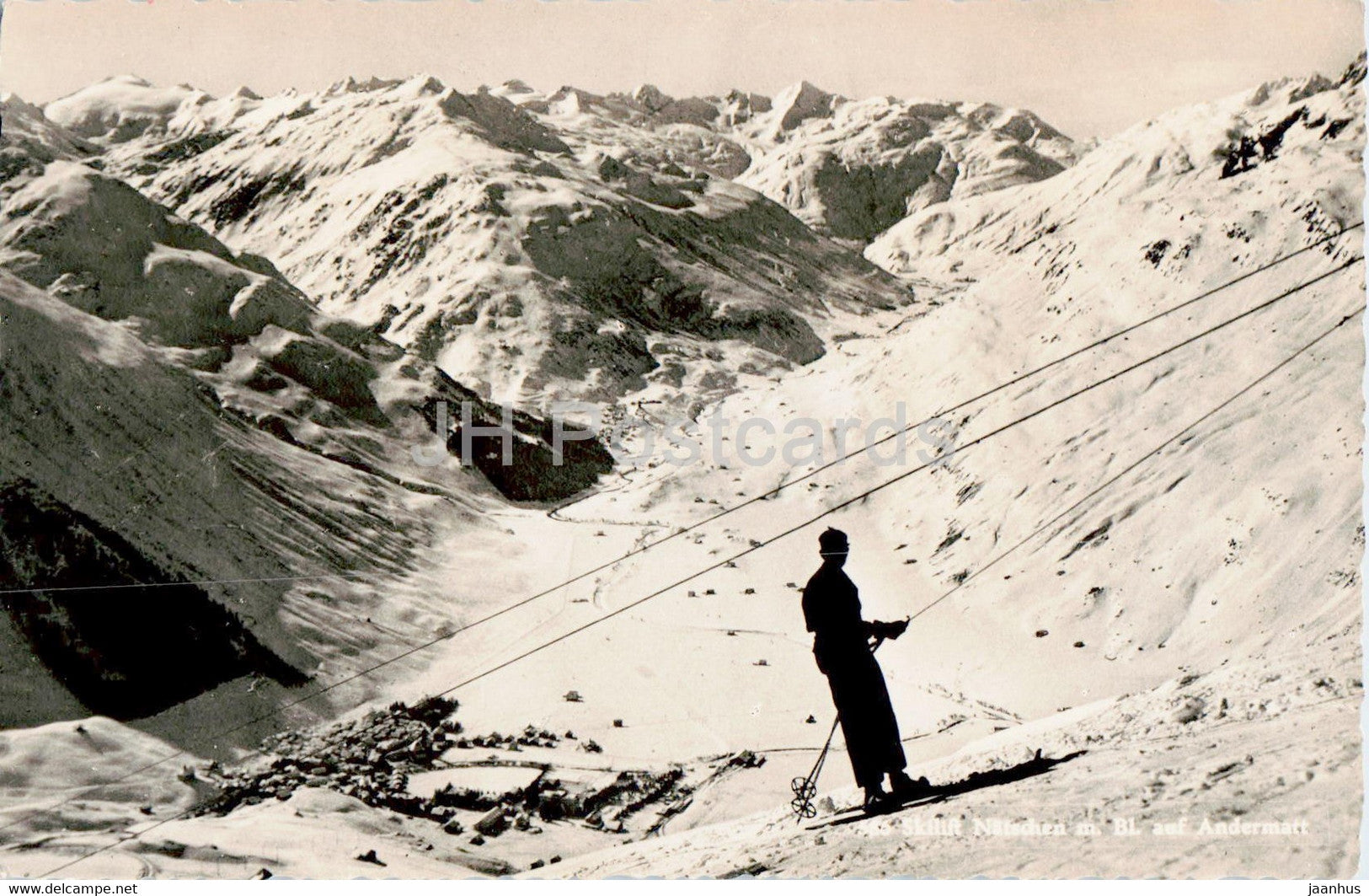 Skilift Natschen m Bl auf Andermatt - old postcard - Switzerland - unused - JH Postcards