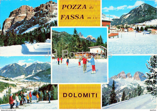 Pozza di Fassa - Dolomiti - Trentino - multiview - 1978 - Italy - used - JH Postcards