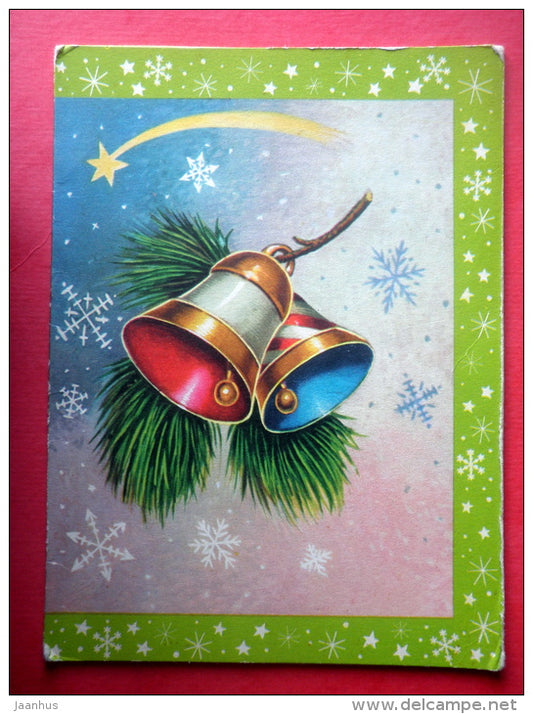 Christmas Greeting Card - Christmas Bells - 2296/4 - Finland - circulated in Finland - JH Postcards