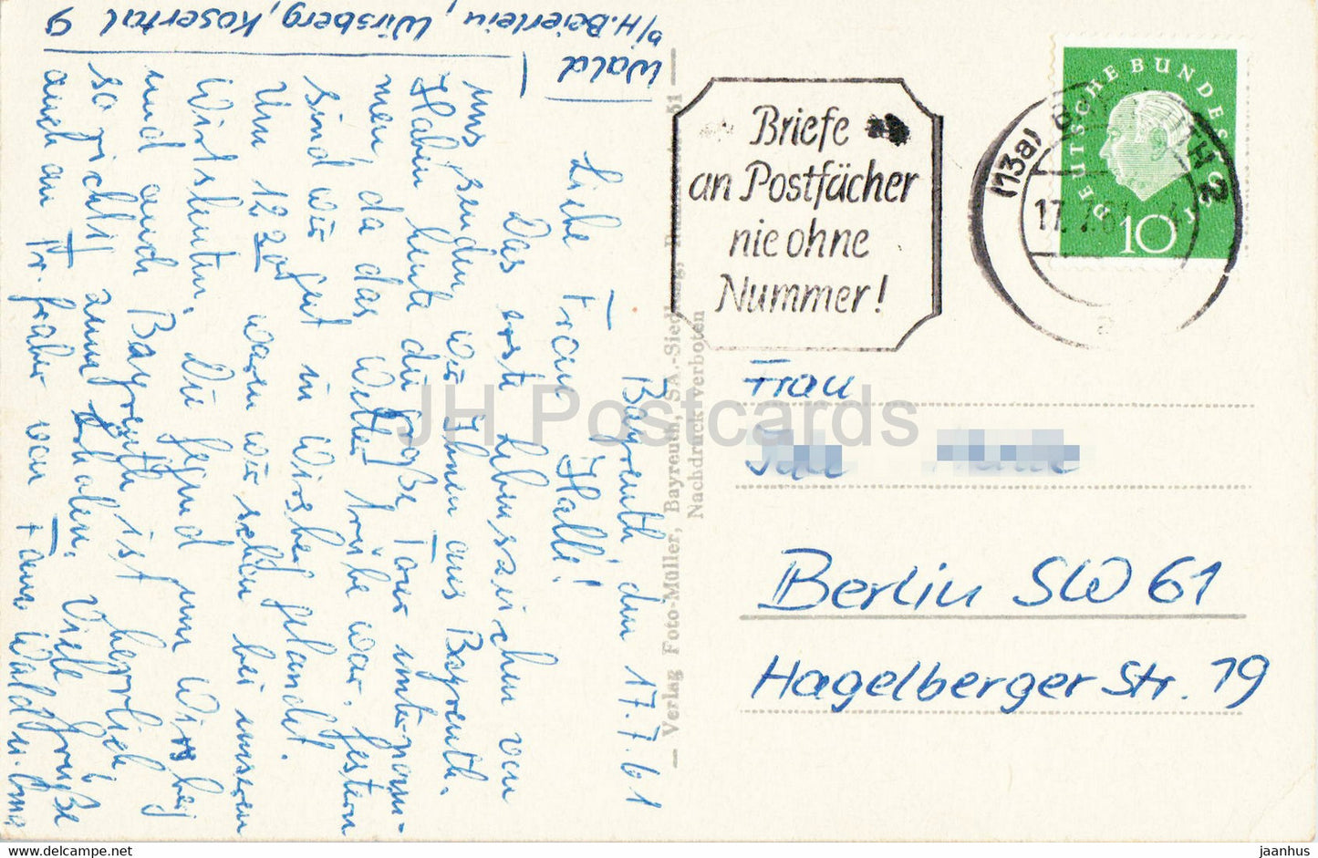 Schloss Eremitage b Bayreuth - Schloss - 1961 - Deutschland - gebraucht