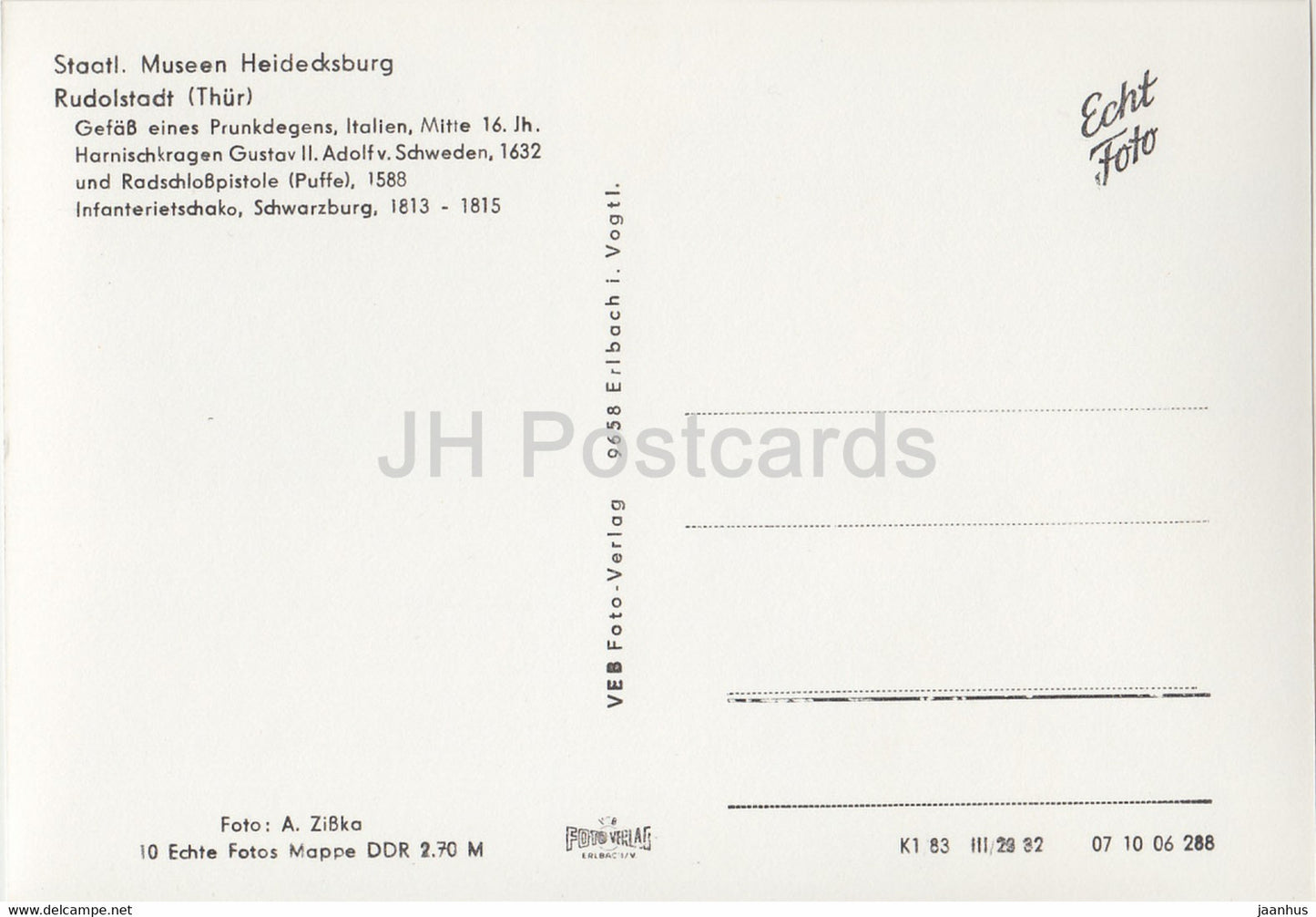 Rudolstadt - Gefass eines Prunkdegens - Harnischkragen Gustav II - Staatl. Museen Heidecksburg - DDR Germany - unused