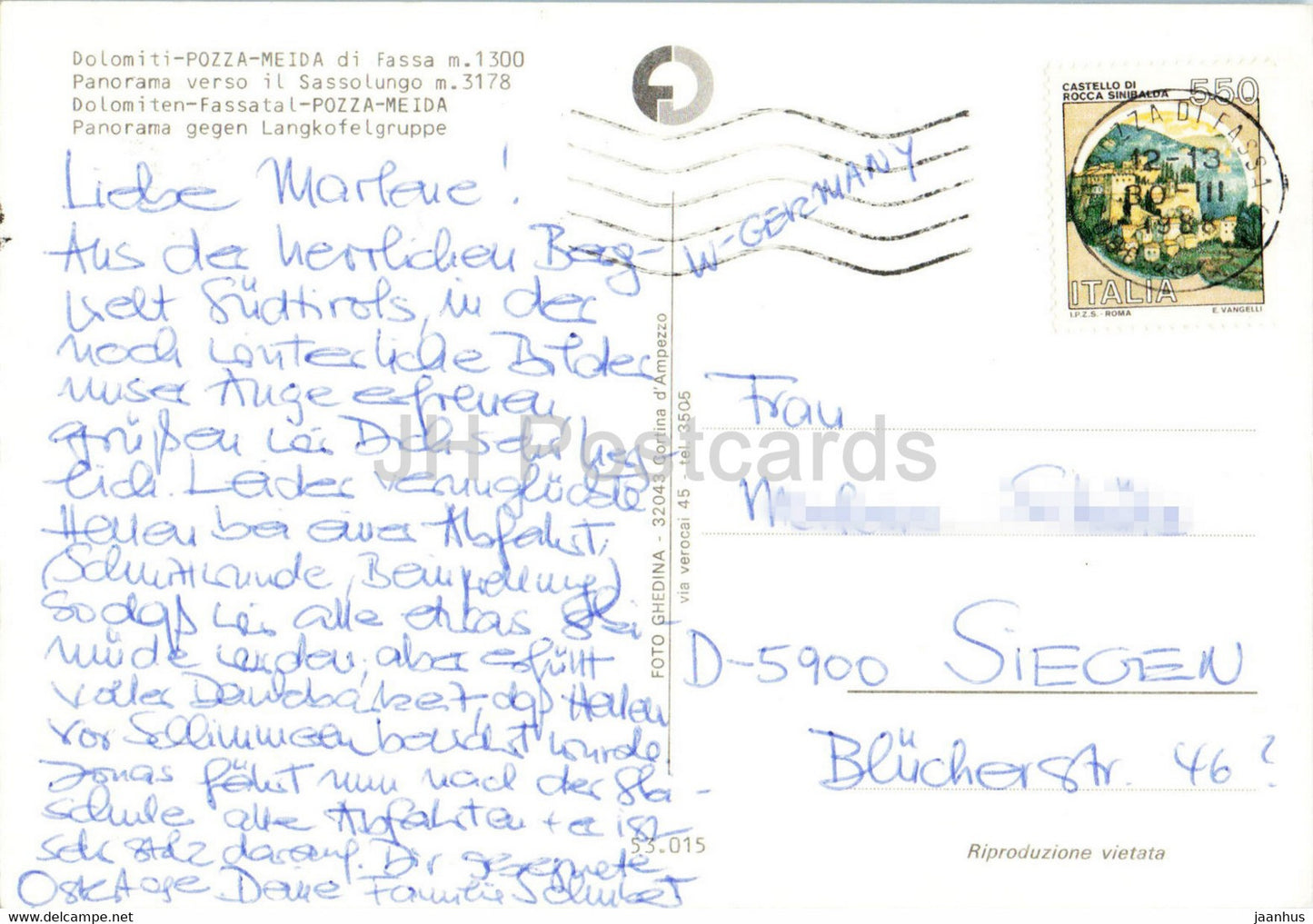 Dolomiti - Pozza - Meida di Fassa - Sassolungo - 1988 - Italy - used