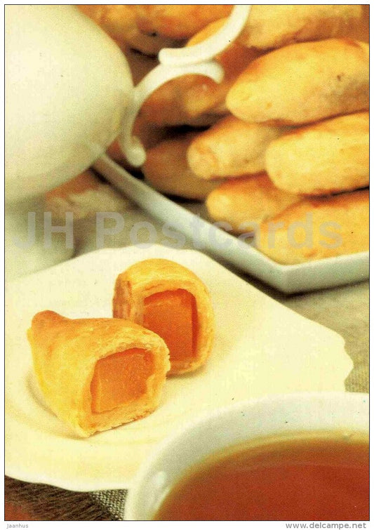 puff pastry cakes with pumpkin - Dishes from Pumpkin - recepies - 1991 - Russia USSR - unused - JH Postcards