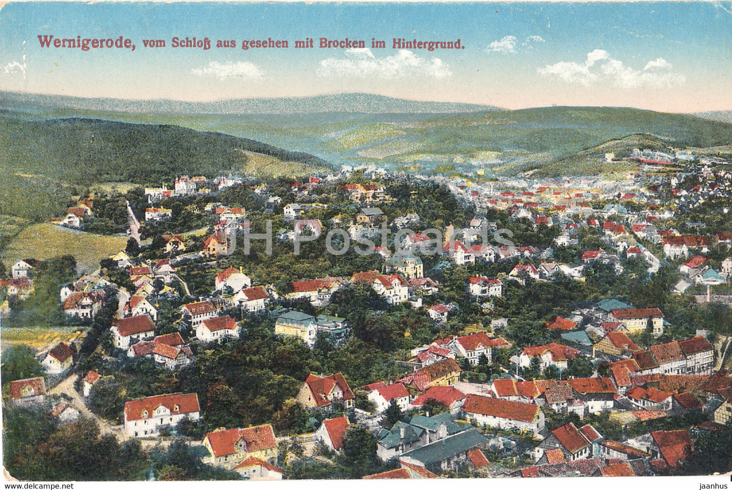 Wernigerode vom Schloss aus gesehen mit Brocken im Hintergrund - old postcard - 1919 - Germany - unused - JH Postcards