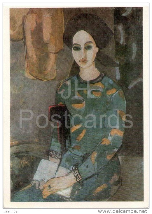 painting by M. Avetisyan - Portrait of Ada , 1966 - woman - armenian art - unused - JH Postcards