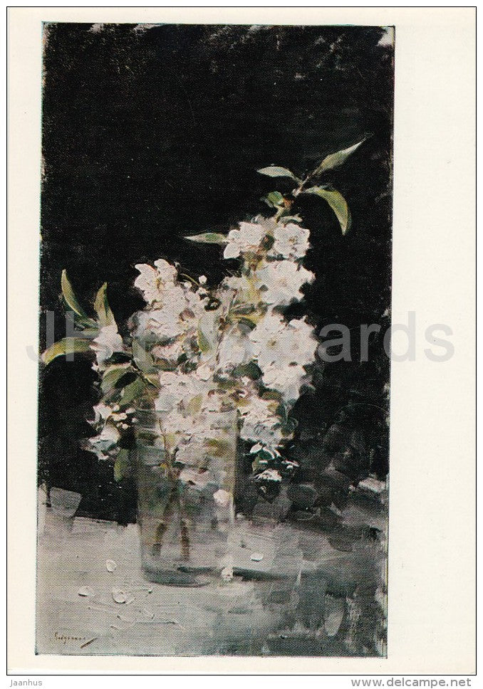 painting by Nicolae Grigorescu - Sweet cherry flowers , 1890s - Romanian art - 1976 - Russia USSR - unused - JH Postcards