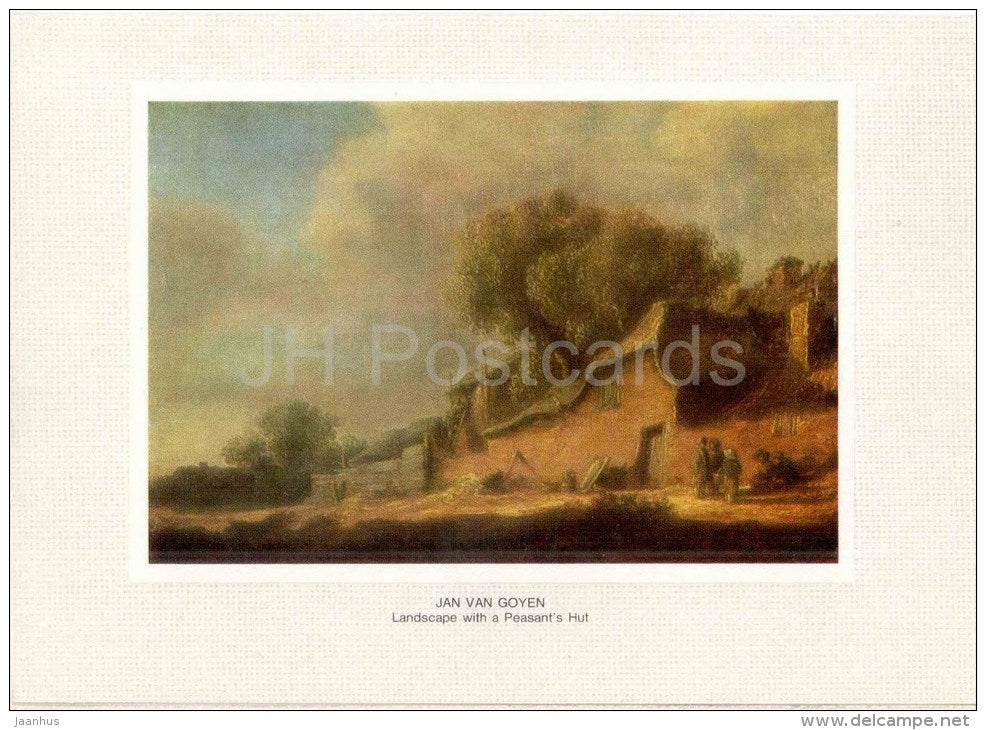 painting by Jan Van Goyen - Landscape with a Peasant`s Hut , 1631 - dutch art - unused - JH Postcards