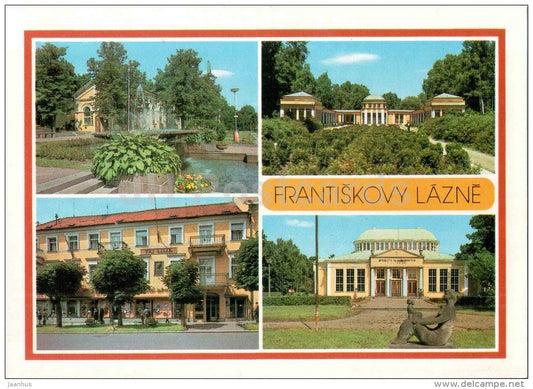 park cafe - source Natalie - Spa Institute Tri lily - Frantiskovy Lazne - spa - Czechoslovakia - Czech - unused - JH Postcards