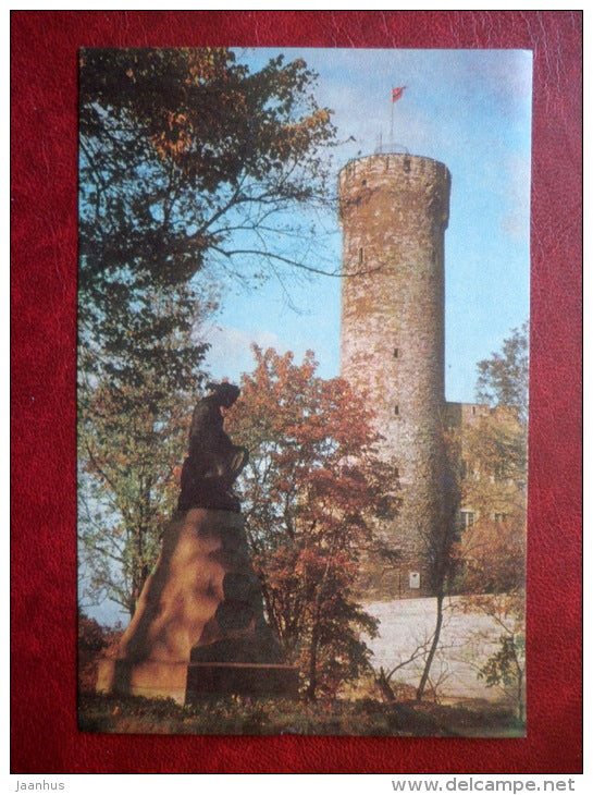 Pikk Hermann tower  - sculpture Linda by Weizenberg - Old Town - Tallinn - 1972 - Estonia USSR - unused - JH Postcards