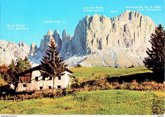 Dolomiti - Il Catinaccio - Dolomiten - Der Rosengarten - Italy - used - JH Postcards