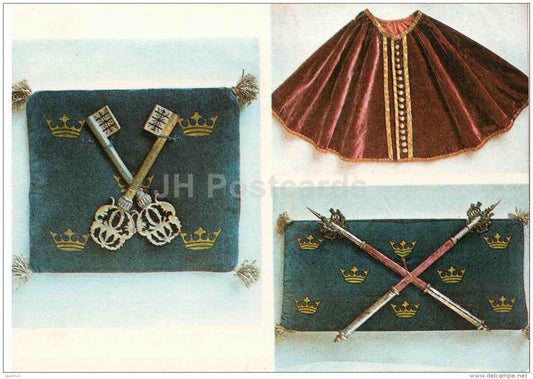 The Insigna of the Rector of XVII century - keys - maces - University of Tartu - Tartu - 1982 - Estonia USSR - unused - JH Postcards