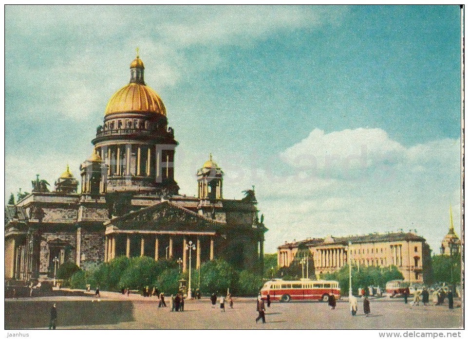 St. Isaac´s Square - Cathedral , Museum - bus - Leningrad - St. Petersburg - 1962 - Russia USSR - unused - JH Postcards
