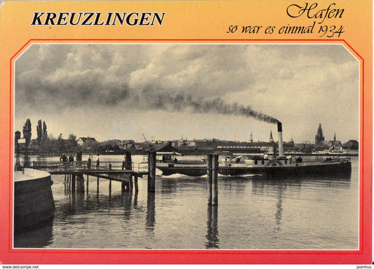 Kreuzlingen - Hafen - port - steamer - ship - Switzerland - used - JH Postcards