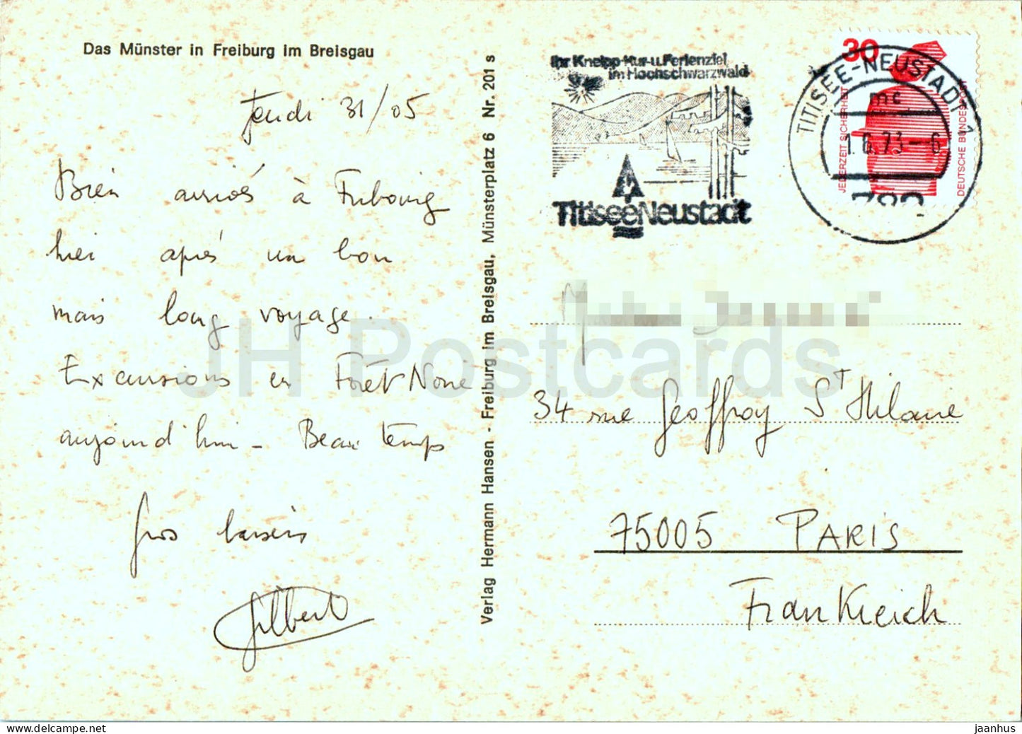 Fribourg - Das Munster à Fribourg im Breisgau - cathédrale - 201 - 1973 - Allemagne - utilisé 