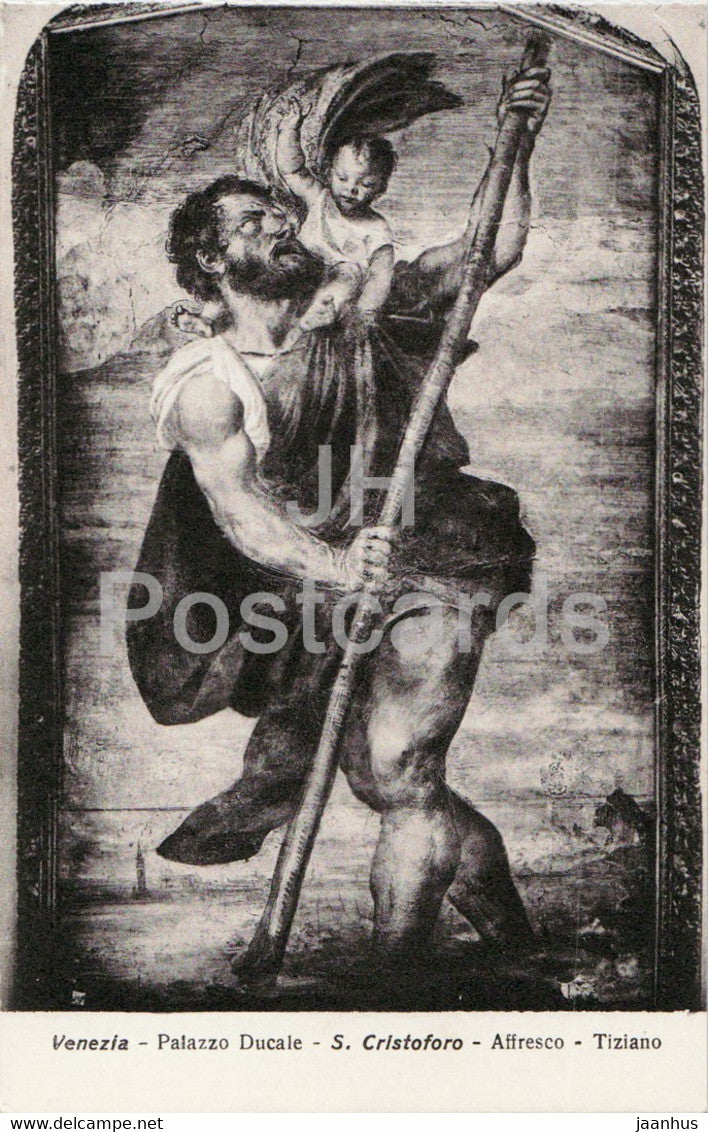 Venezia - Venice - Palazzo Ducale - S Cristoforo - Affresco - Tiziano - Tizian - 58742 - old postcard - Italy - unused - JH Postcards