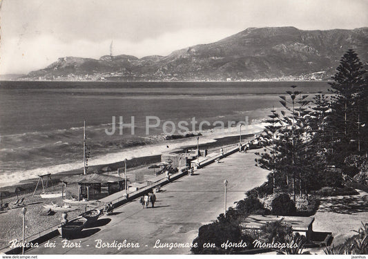 Riviera dei Fiori - Bordighera - Lungomare con sfondo Montecarlo - old postcard - 1954 - Italy - used - JH Postcards
