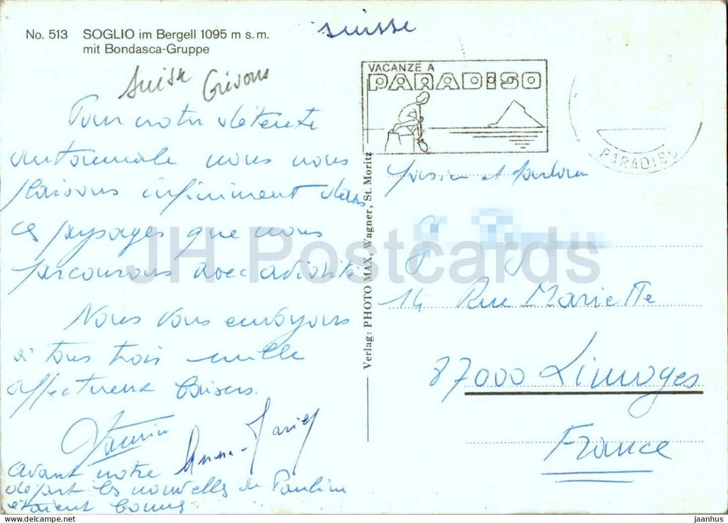 Soglio im Bergell 1095 m - Bondasca Gruppe - 513 - Switzerland - used