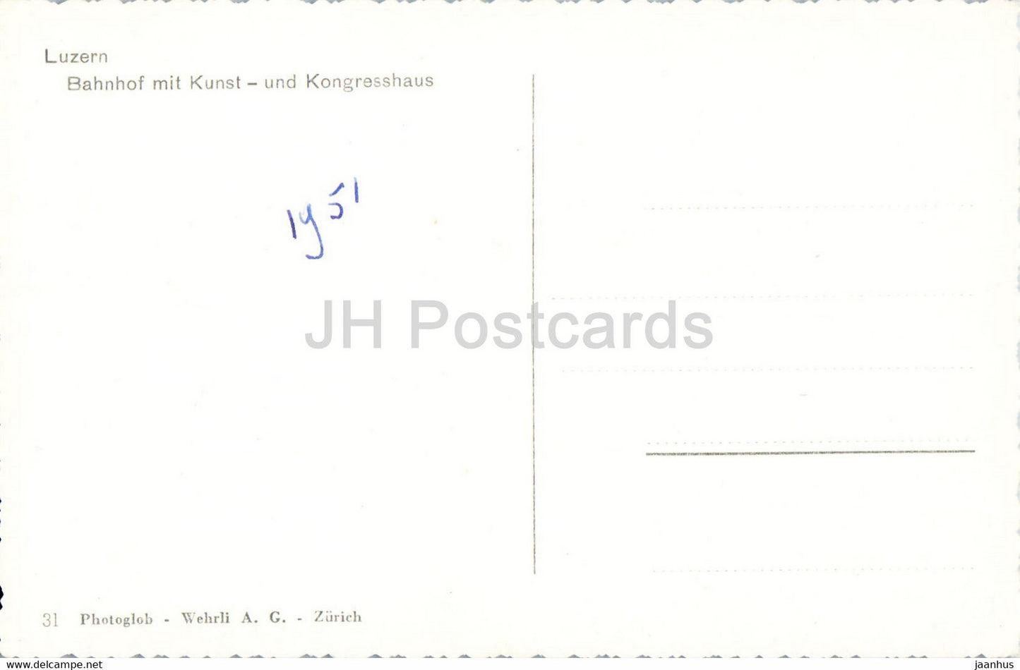 Luzern - Luzern - Bahnhof mit Kunst und Kongresshaus - 31 - alte Postkarte - Schweiz - unbenutzt