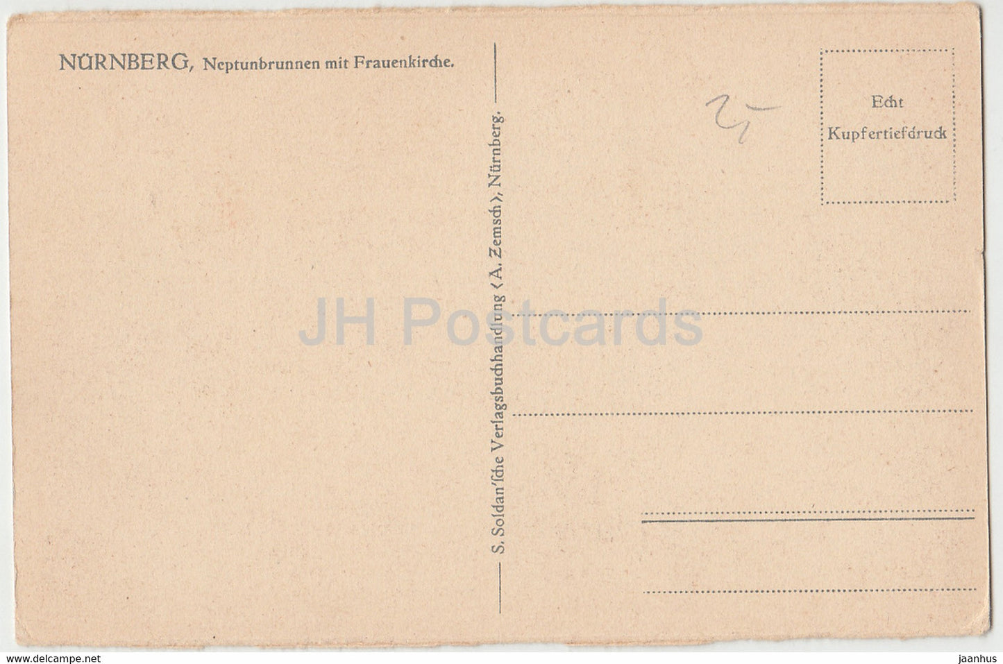 Nurnberg - Neptunbrunnen mit Frauenkirche - church - Nuremberg - old postcard - Germany - unused