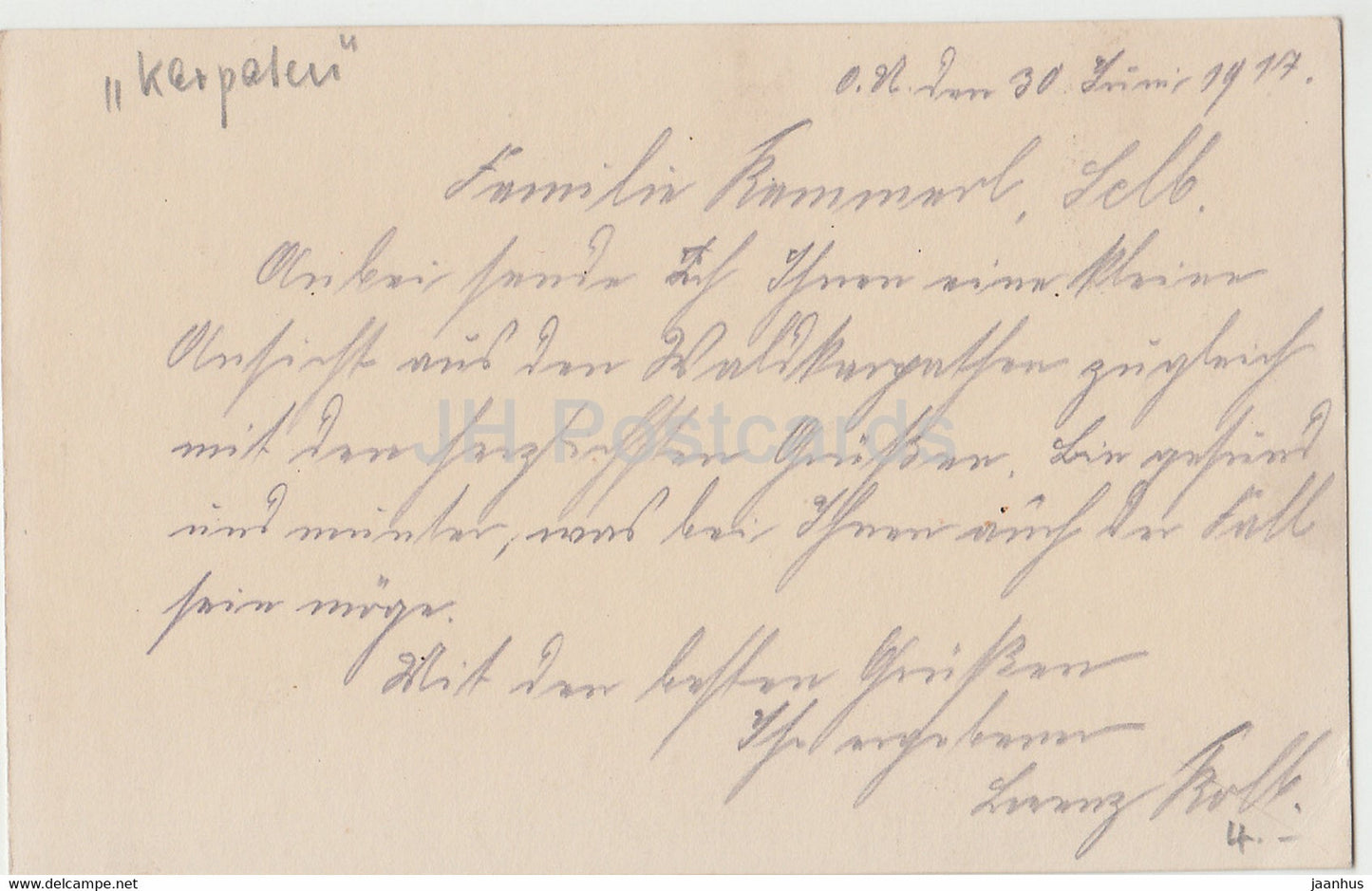 Carpathian Mountains - old postcard - 1917 - used