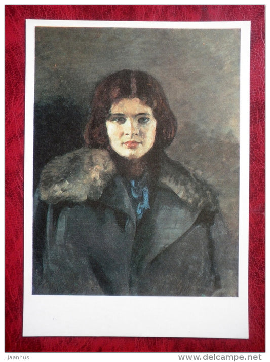 Painting by Igor Grabar - Svetlana . 1933 - woman - russian art - unused - JH Postcards