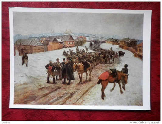 Painting by M. B. Grekov - entry  Volodarsky Regiment in Novocherkassk in 1920, 1920 - soldiers - russian art - unused - JH Postcards