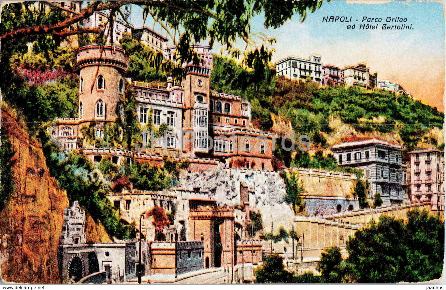 Napoli - Parco Grifeo - Hotel Bertolini - 43 - old postcard - Italy - unused - JH Postcards