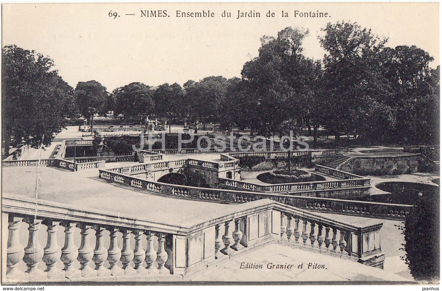 Nimes - Ensemble du Jardin la Fontaine - 69 - old postcard - France - unused - JH Postcards