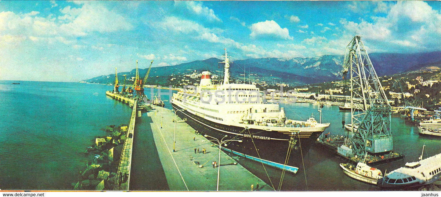 Yalta Harbour - ship Shota Rustaveli - crane - Crimea - 1979 - Ukraine USSR - unused - JH Postcards