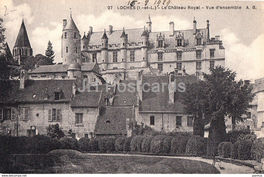 Loches - Le Chateau Royal - Vue d'Ensemble - castle - 27 - old postcard - 1924 - France - used - JH Postcards