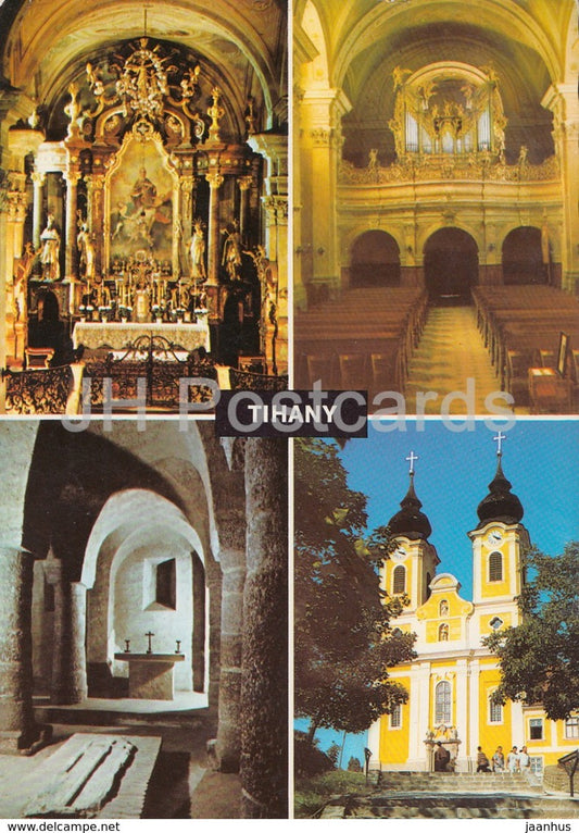 Tihany - Abbey - church - multiview - 1980 - Hungary - used - JH Postcards