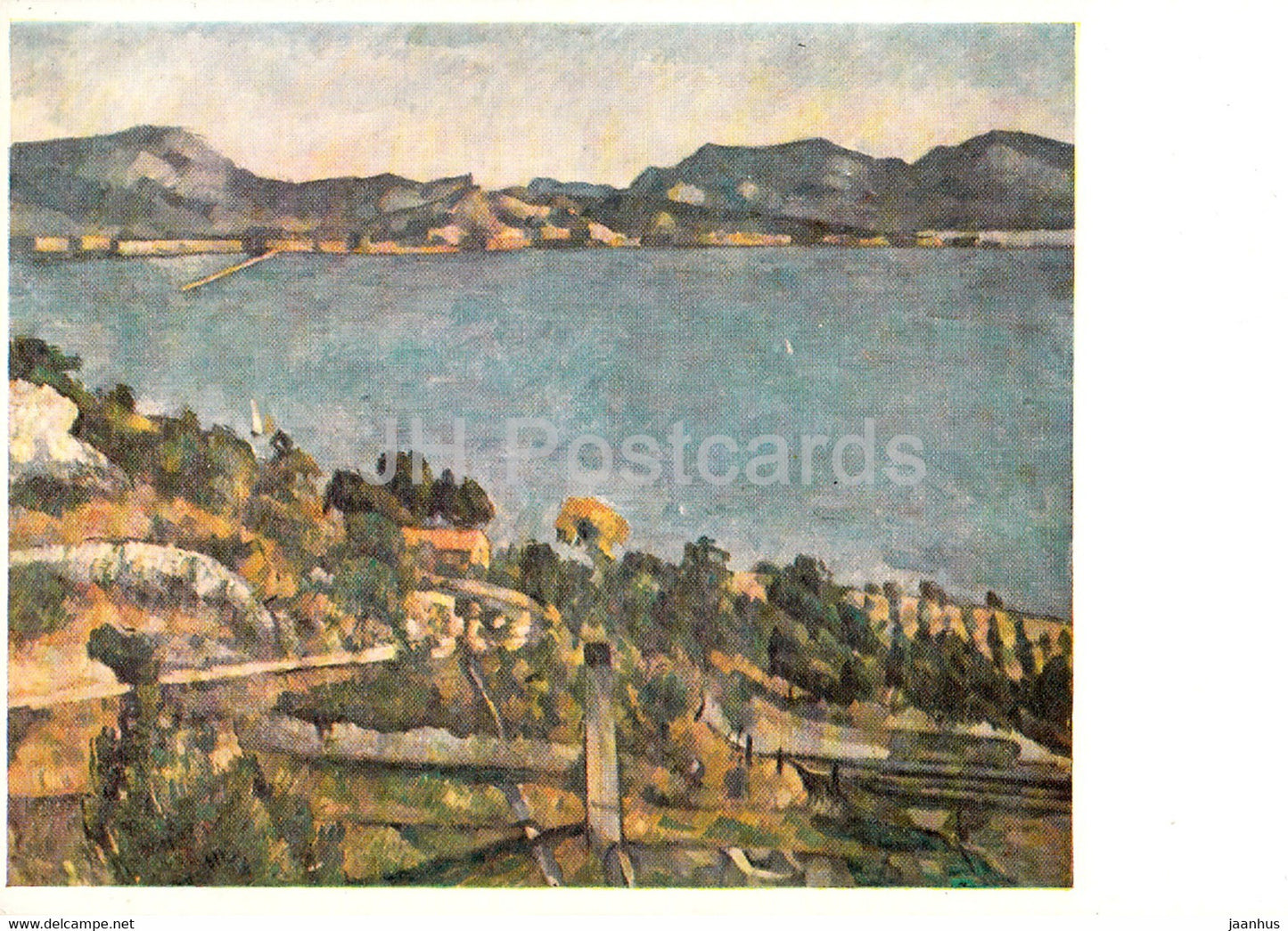 painting by Paul Cezanne - Der Golf von Marseille von der Bucht von L'Estaque aus - French art - Germany DDR - unused - JH Postcards