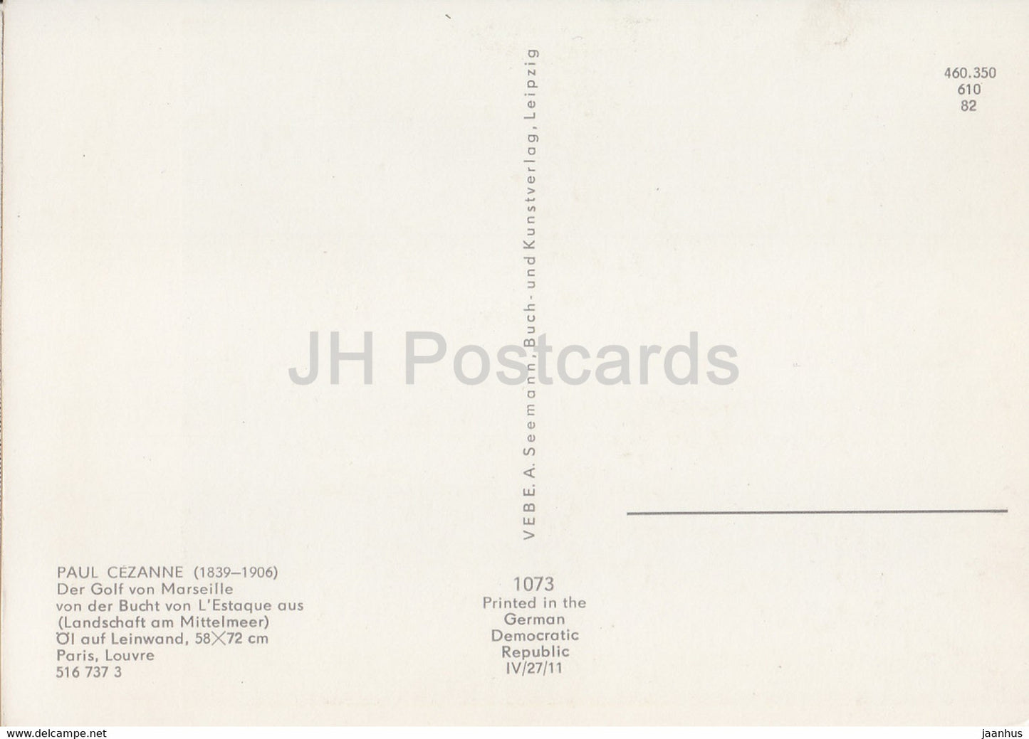 peinture de Paul Cézanne - Der Golf von Marseille von der Bucht von L'Estaque aus - Art français - Allemagne DDR - inutilisé