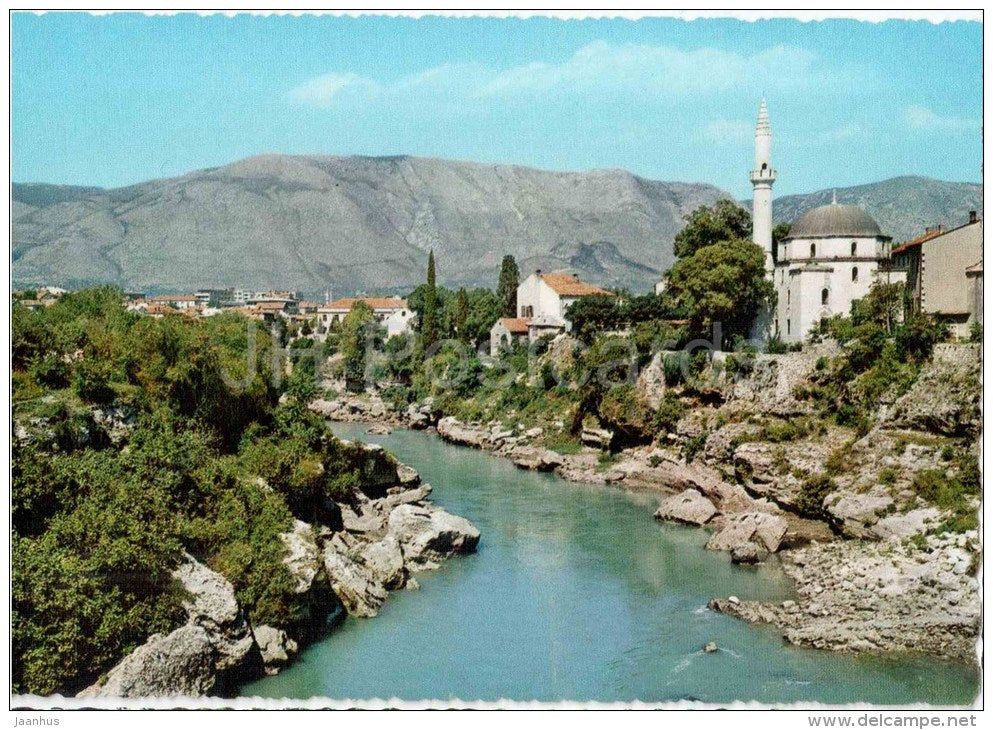 river - mosque - Mostar - 191 - Yugoslavia - Bosnia and Herzegovina - unused - JH Postcards