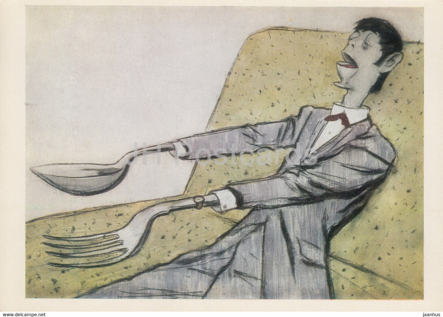 illustration by Kukryniksy - Jack of all trades - large format card - 1977 - Russia USSR - unused - JH Postcards