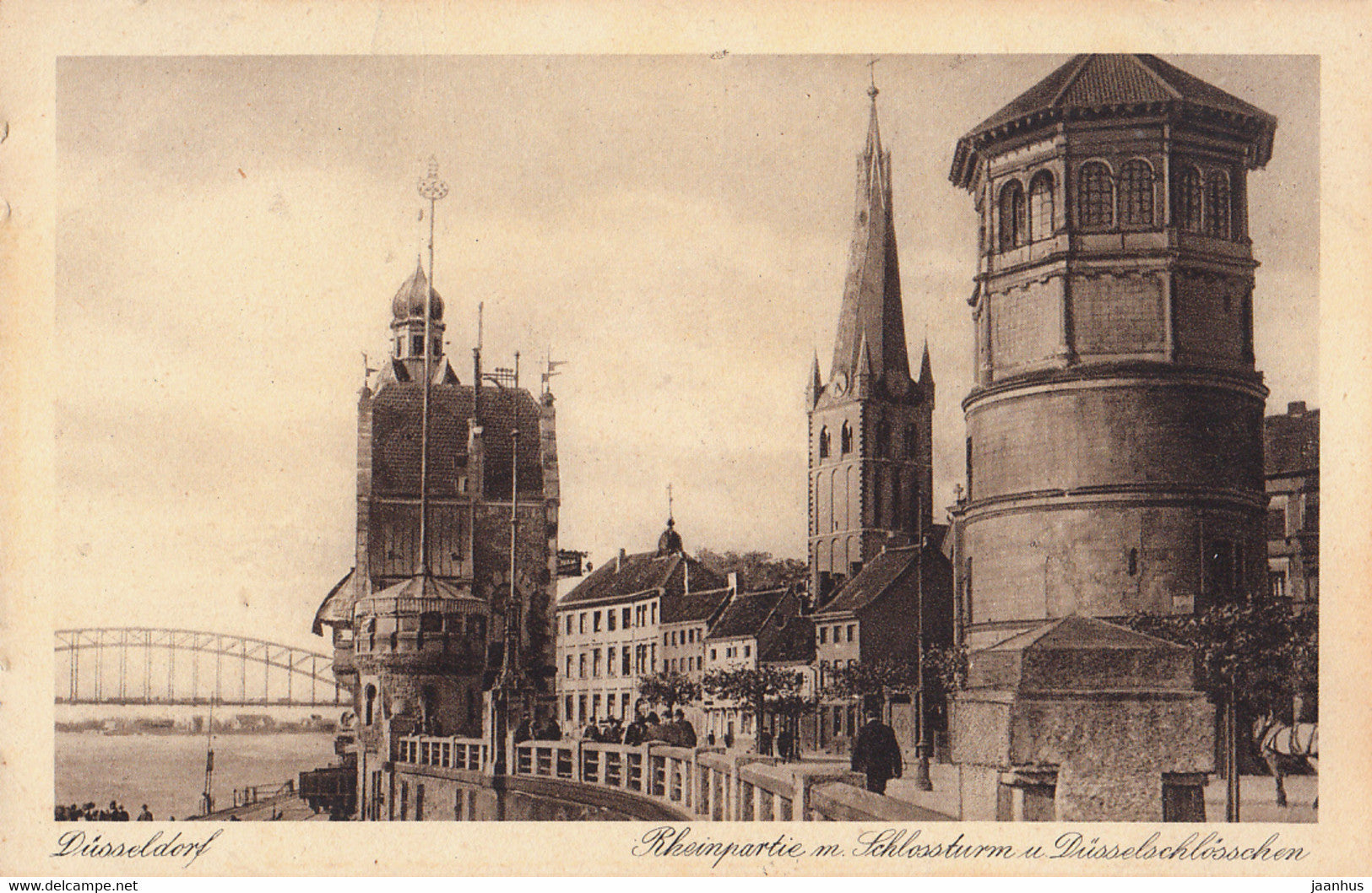 Dusseldorf - Rheinpartie m Schlossturm u Dusselschlosschen - old postcard - 380 - Germany - unused - JH Postcards