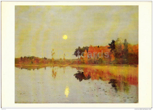 painting by I. Levitan - The Dusk . Moon , 1899 - Russian Art - 1985 - Russia USSR - unused - JH Postcards