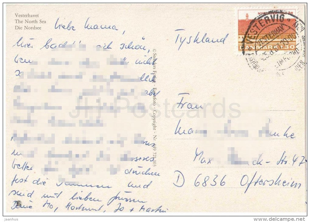 Vesterhavet - The North Sea - Die Nordsee - Denmark - 1981 gelaufen - JH Postcards