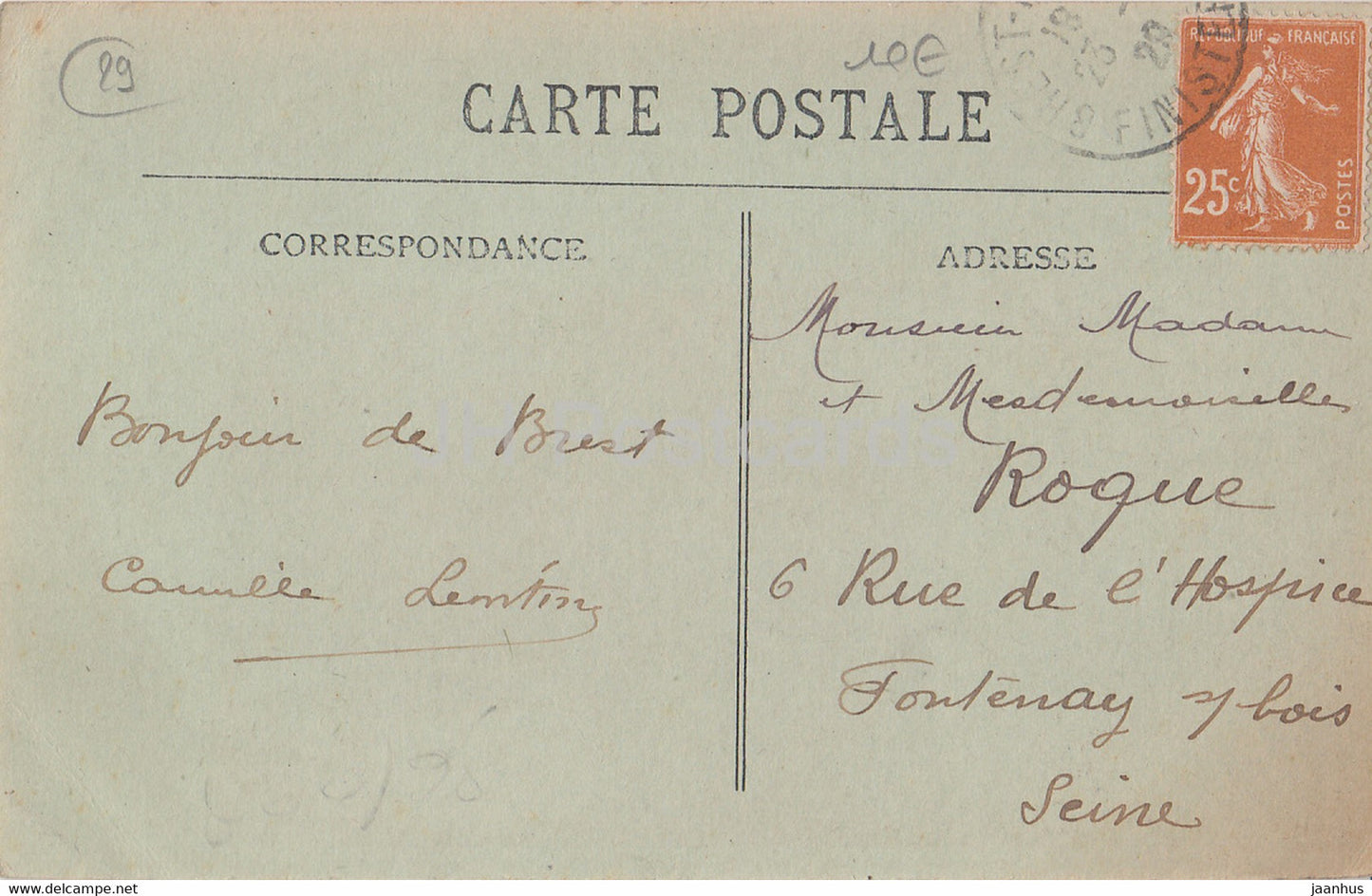 Brest - Greve de St Marc - 59 - old postcard - 1929 - France - used