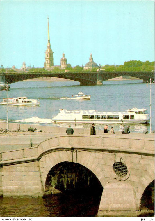 Leningrad - St Petersburg - View at Peter and Paul Fortress - boat ship postal stationery - 1985 - Russia USSR - unused - JH Postcards