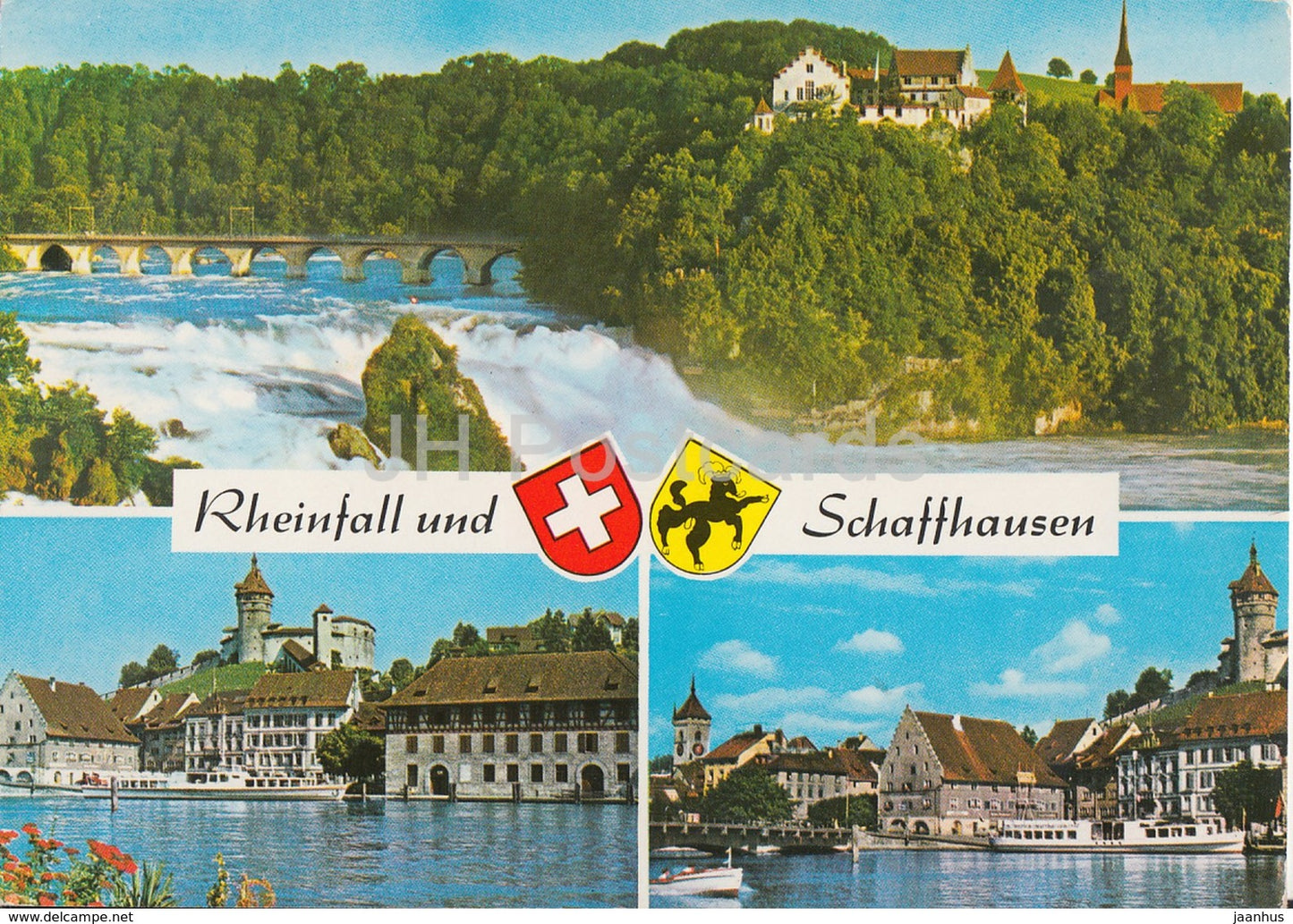 Rheinfall und Schaffhausen - multiview - Switzerland - unused - JH Postcards