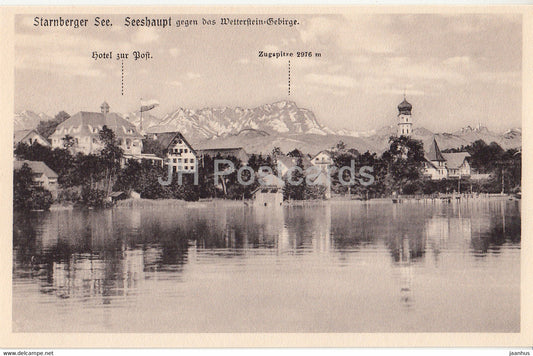 Starnberger See - Seeshaupt gegen das Wetterstein Gebirge - 13 - old postcard - Germany - unused - JH Postcards
