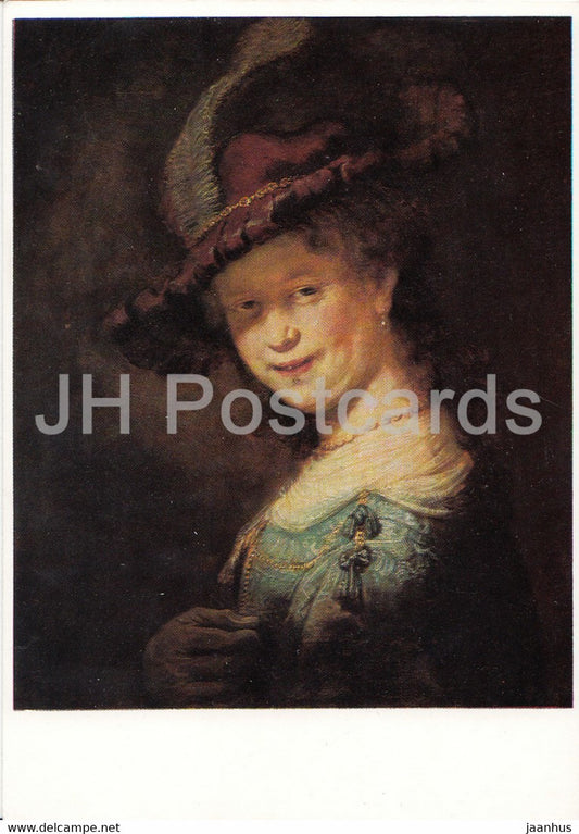 painting by Rembrandt van Rijn - Saskia als Madchen - Dutch art - Germany DDR - unused - JH Postcards