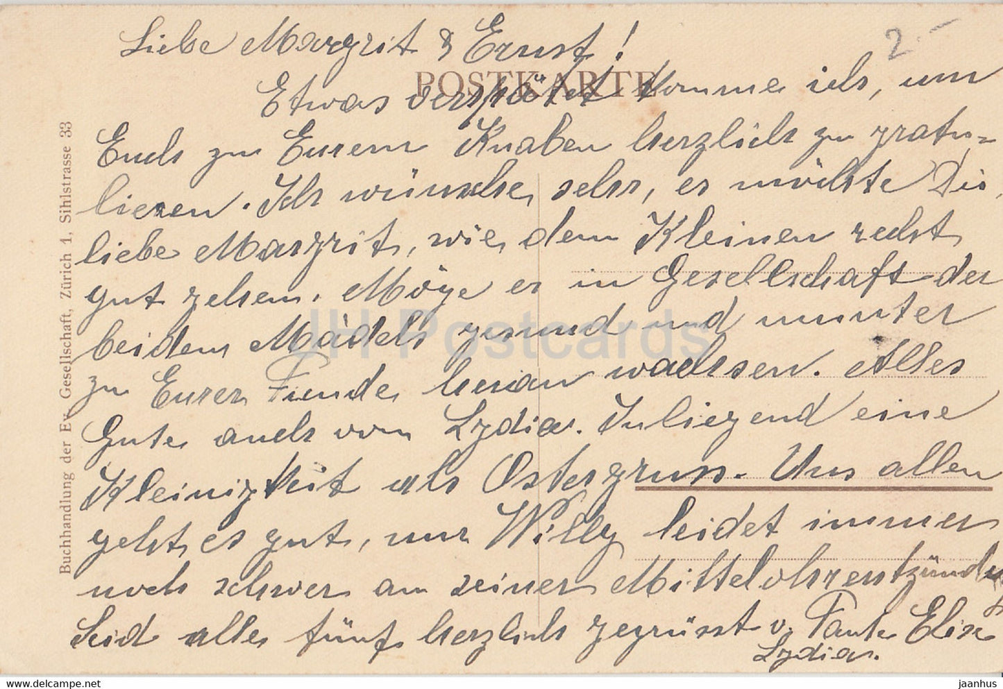 painting by Mijer - Geschwistergluck - art - old postcard - Switzerland - used