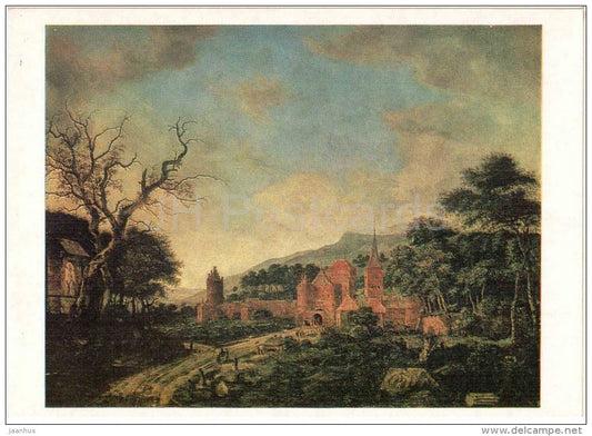 painting by Jan van der Heyden - Landscape with fortified castle - dutch art - unused - JH Postcards